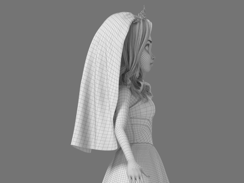 Cartoon Bride Rigged 3D-Modell