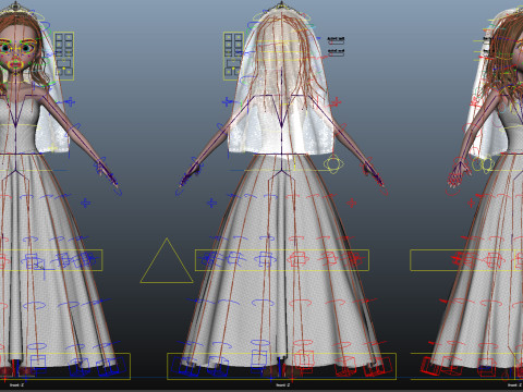 Cartoon Bride Rigged 3D-Modell