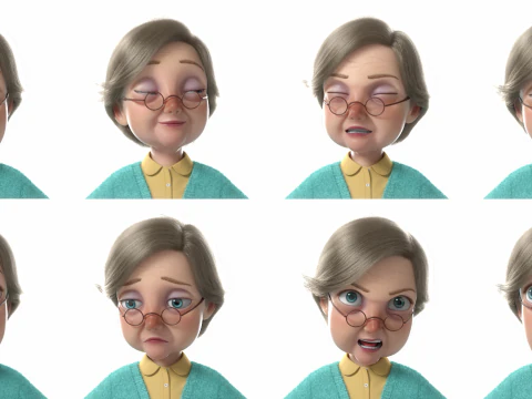 Vecchia donna del fumetto truccata Modello 3D