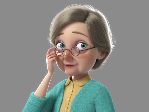 Vecchia donna del fumetto truccata Modello 3D