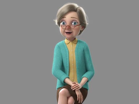 Vecchia donna del fumetto truccata Modello 3D