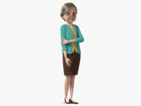 Vecchia donna del fumetto truccata Modello 3D