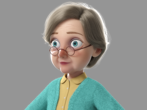 Cartoon Old Woman Rigged Modèle 3D