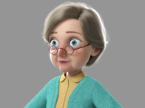 Vecchia donna del fumetto truccata Modello 3D