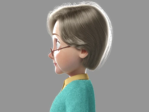 Vecchia donna del fumetto truccata Modello 3D