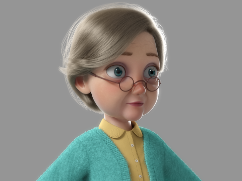 Cartoon Old Woman Rigged Modèle 3D