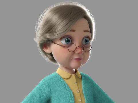 Vecchia donna del fumetto truccata Modello 3D