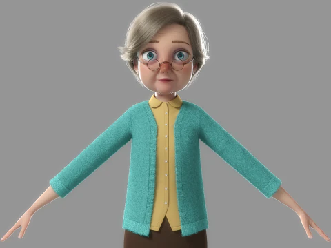 Vecchia donna del fumetto truccata Modello 3D