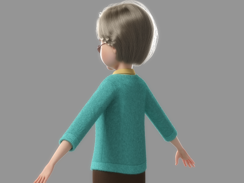 Cartoon Old Woman Rigged Modèle 3D