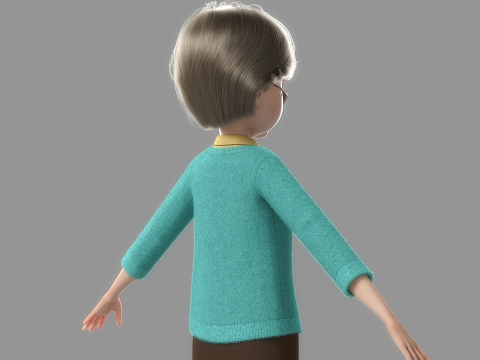 Cartoon Old Woman Rigged Modèle 3D