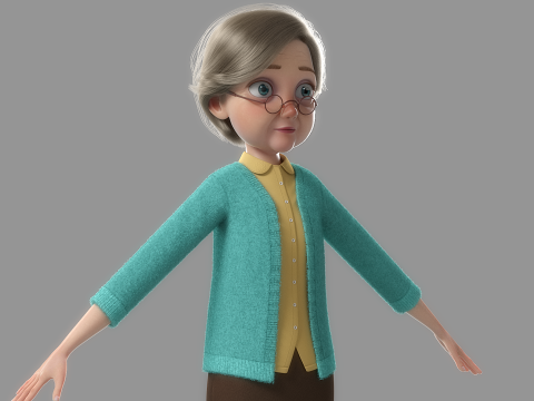 Cartoon Old Woman Rigged Modèle 3D