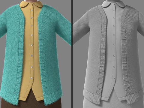 Vecchia donna del fumetto truccata Modello 3D