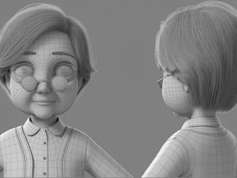 Vecchia donna del fumetto truccata Modello 3D