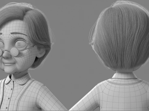 Vecchia donna del fumetto truccata Modello 3D