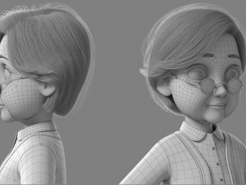 Cartoon Old Woman Rigged Modèle 3D