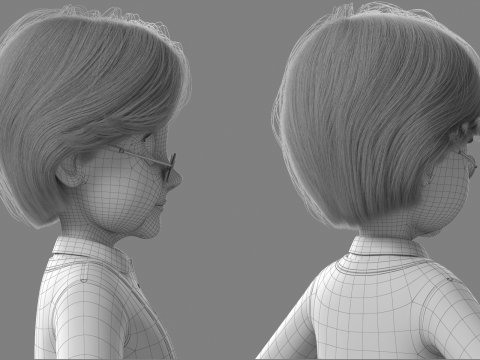 Cartoon Old Woman Rigged Modèle 3D