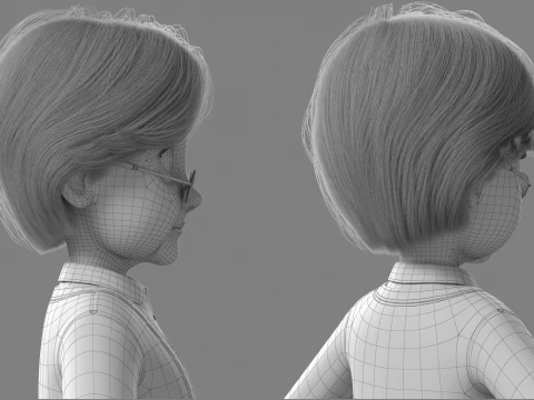 Vecchia donna del fumetto truccata Modello 3D