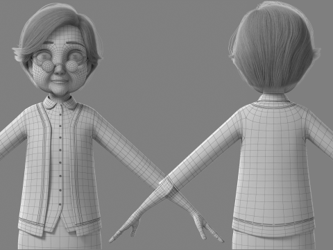 Cartoon Old Woman Rigged Modèle 3D