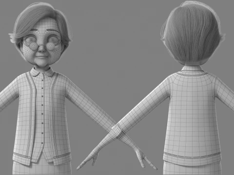 Vecchia donna del fumetto truccata Modello 3D