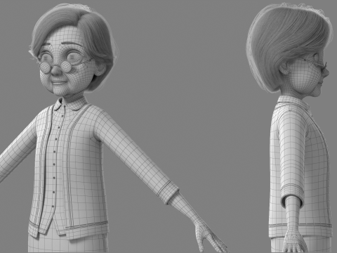 Cartoon Old Woman Rigged Modèle 3D