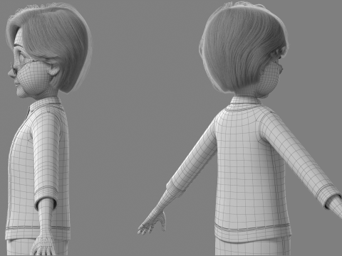 Cartoon Old Woman Rigged Modèle 3D