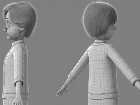 Vecchia donna del fumetto truccata Modello 3D