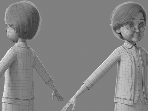 Cartoon Old Woman Rigged Modèle 3D