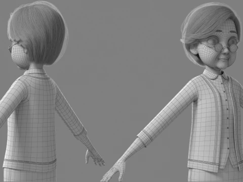 Vecchia donna del fumetto truccata Modello 3D