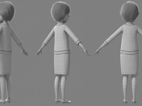 Cartoon Old Woman Rigged Modèle 3D