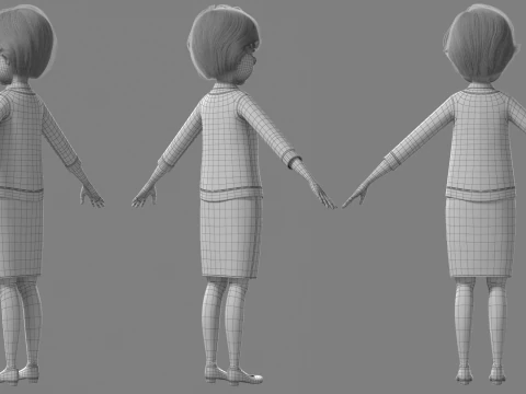 Vecchia donna del fumetto truccata Modello 3D