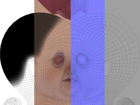 Vecchia donna del fumetto truccata Modello 3D