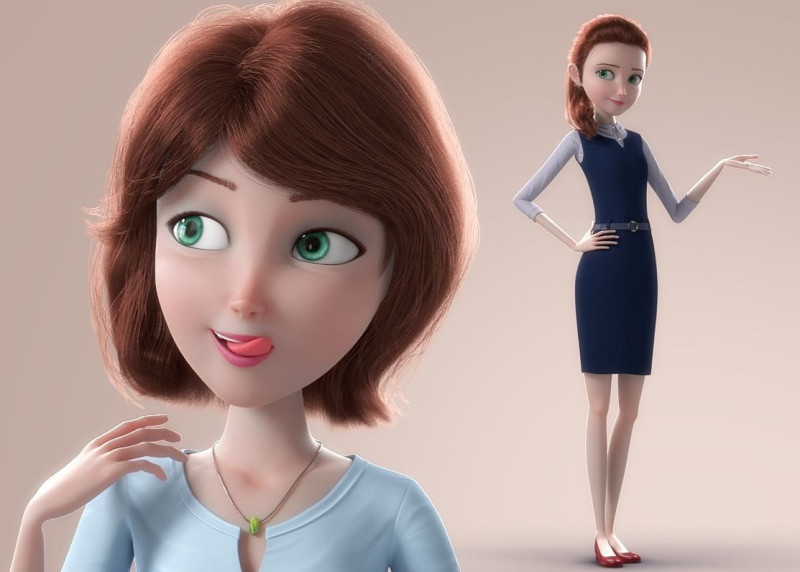Cartoon Woman Rigged Modèle 3D .c4d .max .obj .3ds .fbx .stl .blend