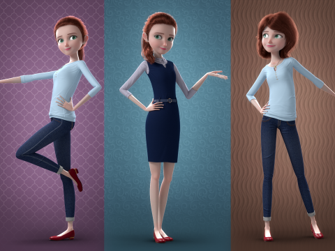 Cartoon Woman Rigged Modèle 3D