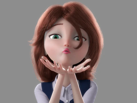 Donna del fumetto truccata Modello 3D