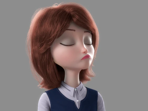 Donna del fumetto truccata Modello 3D