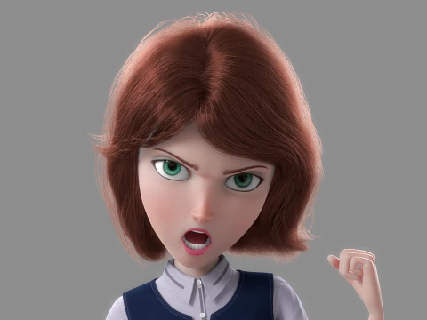 Donna del fumetto truccata Modello 3D