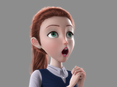 Cartoon Woman Rigged Modèle 3D
