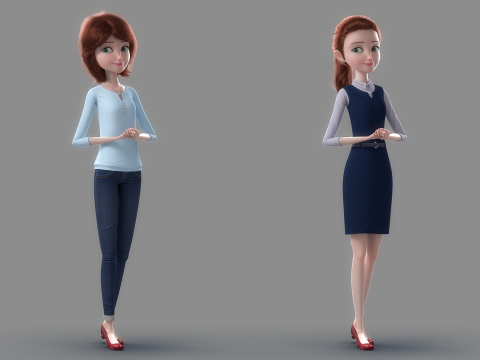 Cartoon Woman Rigged Modèle 3D