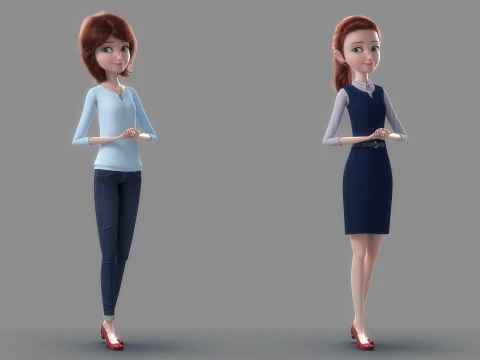 Donna del fumetto truccata Modello 3D