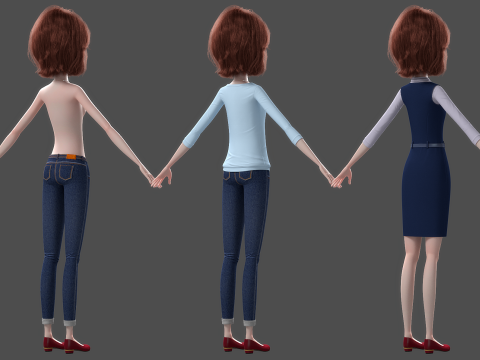 Cartoon Woman Rigged Modèle 3D