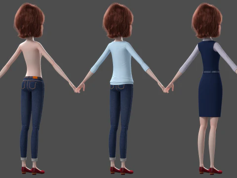 Donna del fumetto truccata Modello 3D