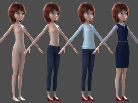 Cartoon Woman Rigged Modèle 3D