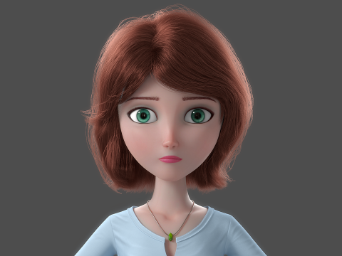 Cartoon Woman Rigged Modèle 3D