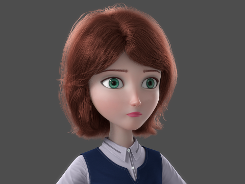 Cartoon Woman Rigged Modèle 3D