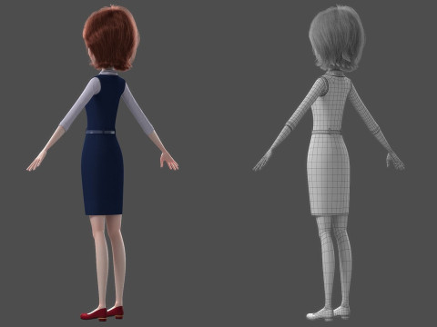 Cartoon Woman Rigged Modèle 3D