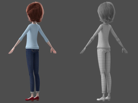 Cartoon Woman Rigged Modèle 3D