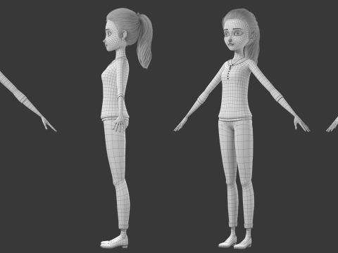 Cartoon Woman Rigged Modèle 3D