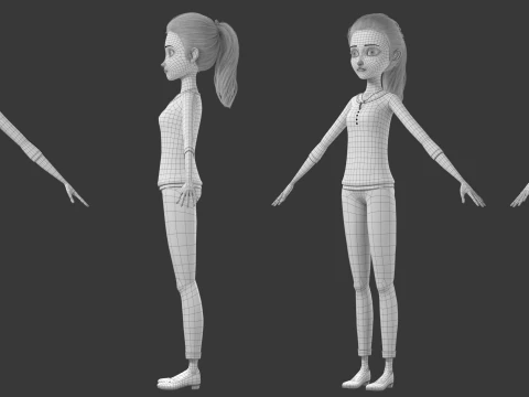 Donna del fumetto truccata Modello 3D