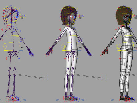 Cartoon Woman Rigged Modèle 3D