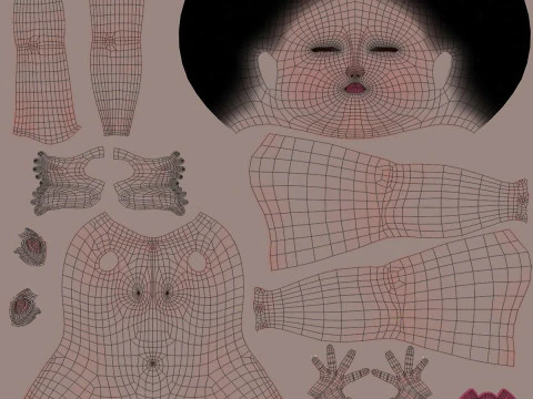 Donna del fumetto truccata Modello 3D